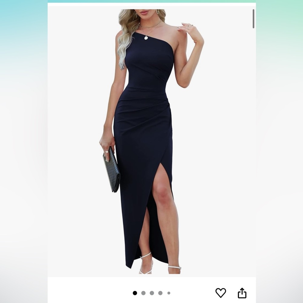 Chic One Shoulder Dark Navy Dress